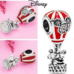 Sterling Silver Mickey Minnie Mouse Charm Hot Air Balloon For Charm Bracelet